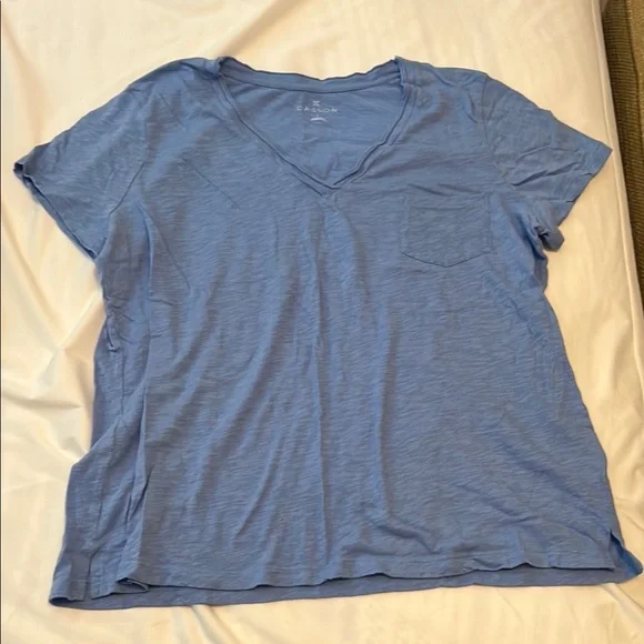 Caslon V-neck pocket short sleeve shirt, large, cornflower blue - Picture 1 of 3